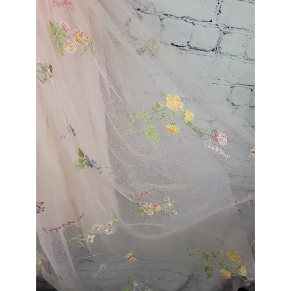 2Bunnies Size 5t Little Girls Pink Floral Embroidered Dress Whimsical, Fairy